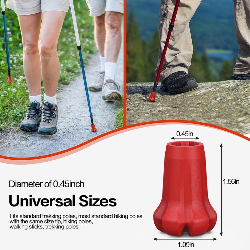 AWINNER Hiking Pole Tips, 4Pcs, Rubber, Wear & Tear Resistant, for Trekking Poles, Walking Sticks, Hiking Canes - Image 2